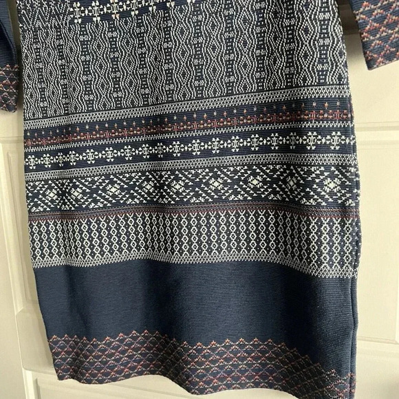 BCBGMAXAZRIA XXSmall‎ “Beth” Boho Knit Jaquard Bodycon Dress in Blue Multi - Picture 7 of 7